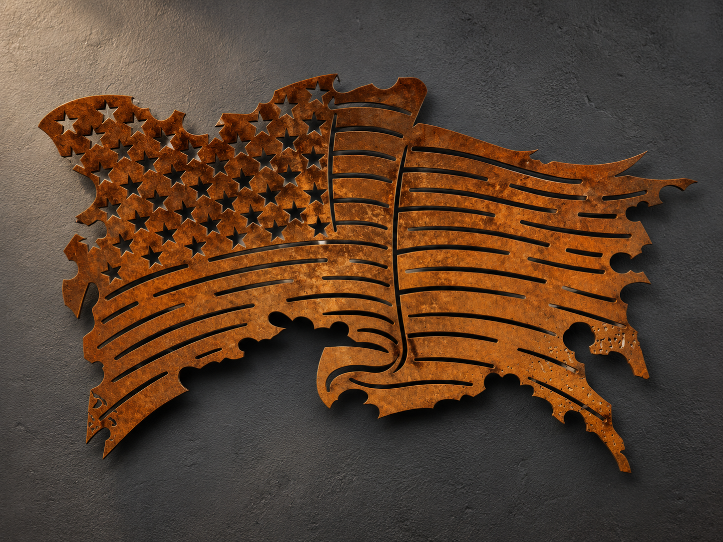 Decorative American flag profile cut from steel